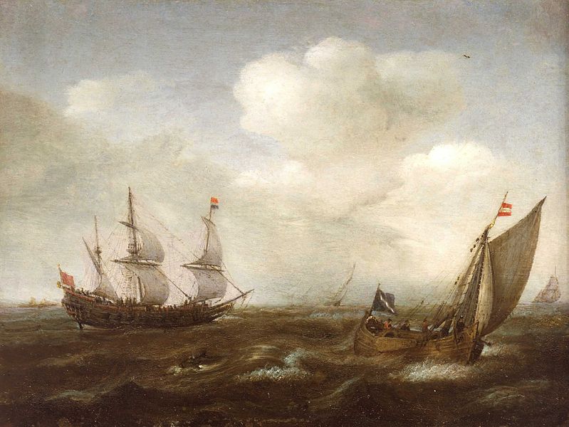 A Dutch Ship and a Kaag in a Fresh Breeze